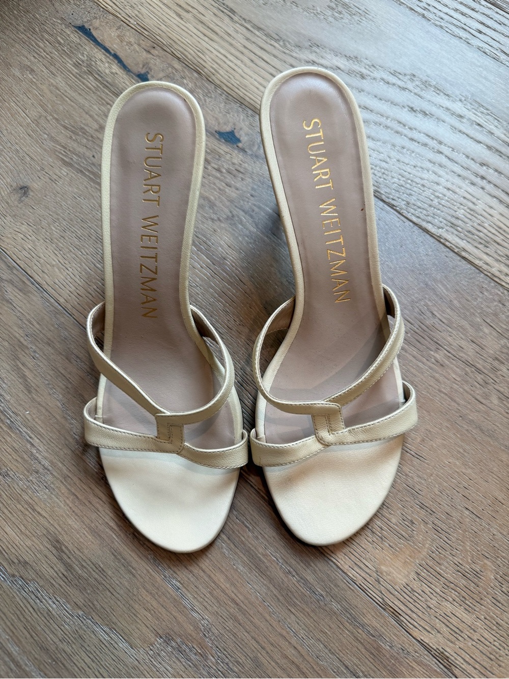 Stuart Weitzman Cream Slide Sandals